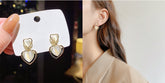 925 Sterling Silver Pin Peach Double Heart Earrings -E2430HT